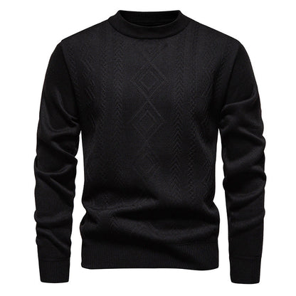 Men’s Fine-Knit Jumper – Diamond Argyle Pattern with Crew Neck