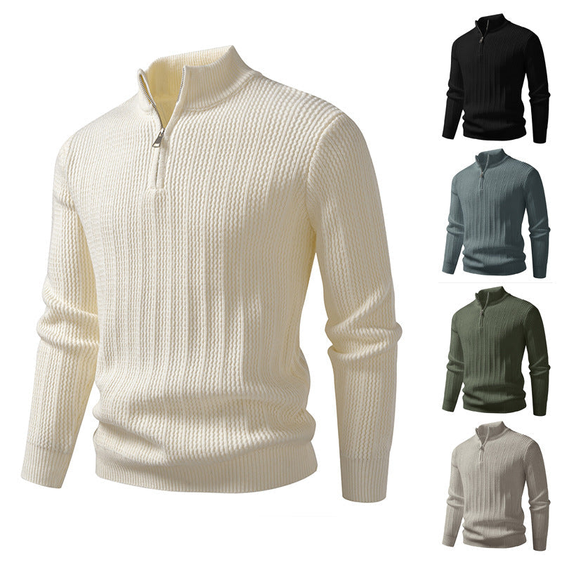 Men’s Half-Zip Jumper – Ribbed Knit with Slim Fit