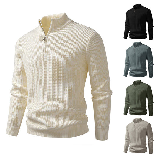 Men’s Half-Zip Jumper – Ribbed Knit with Slim Fit