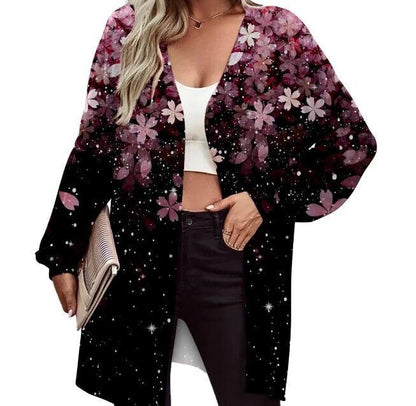 Women’s Longline Open-Front Cardigan – Relaxed Balloon-Sleeve Layer for Everyday Wear