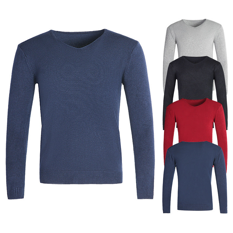 Men’s V-Neck Jumper – Fine Knit with Ribbed Cuffs