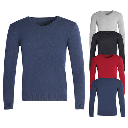 Men’s V-Neck Jumper – Fine Knit with Ribbed Cuffs