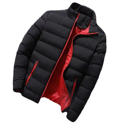 Men’s Puffer Jacket – Contrast Lining with High Stand Collar