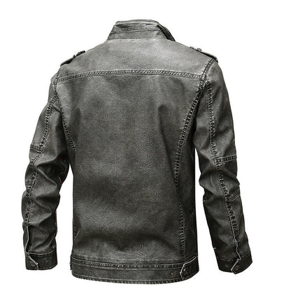 Men’s Utility Leather Jacket – Multi-Pocket Casual Layer for Everyday Wear