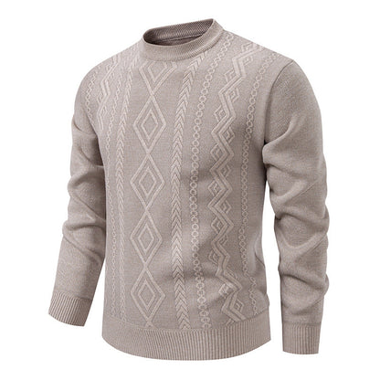 Men’s Fine-Knit Jumper – Diamond Argyle Pattern with Crew Neck