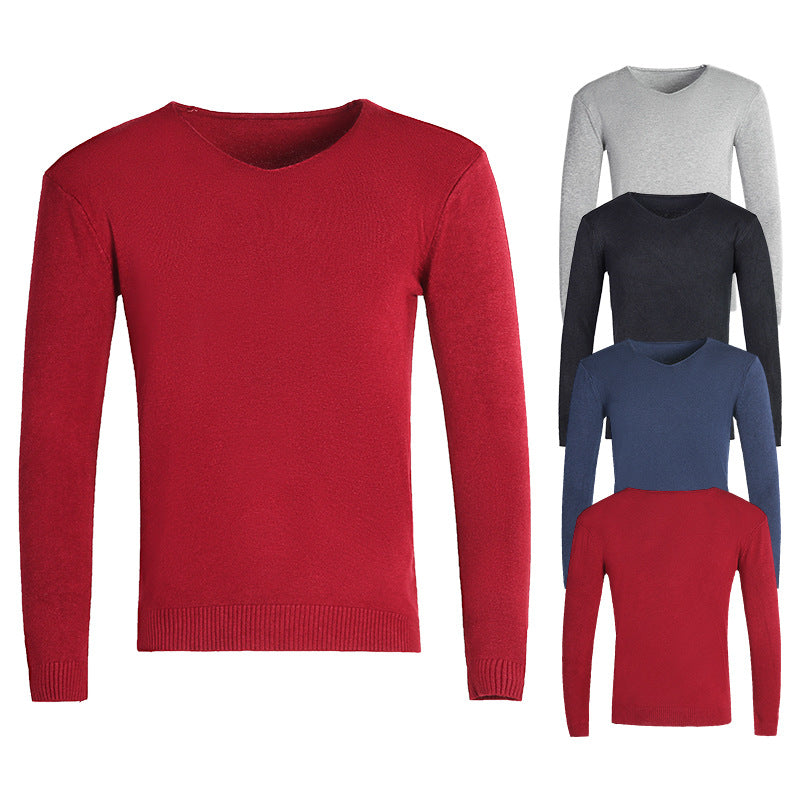 Men’s V-Neck Jumper – Fine Knit with Ribbed Cuffs