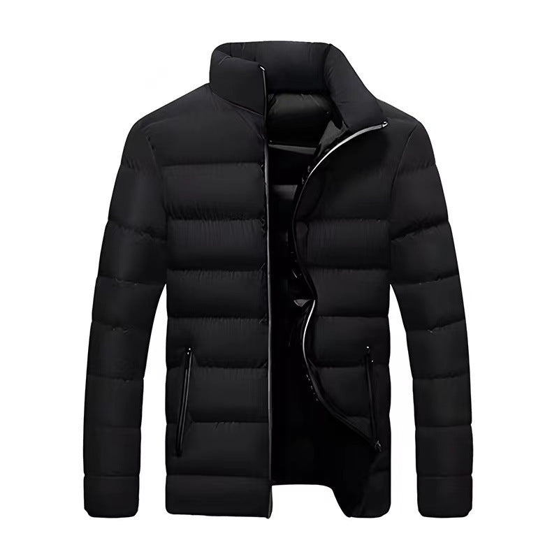 Men’s Puffer Jacket – Contrast Lining with High Stand Collar
