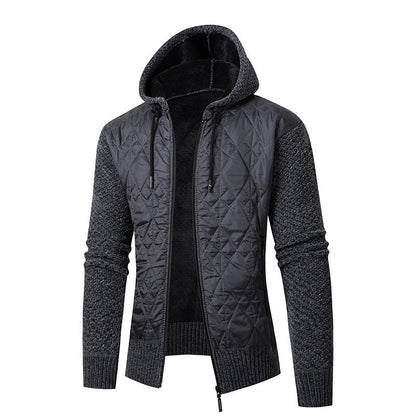 Men’s Hooded Hybrid Jacket – Padded Front with Knitted Sleeves