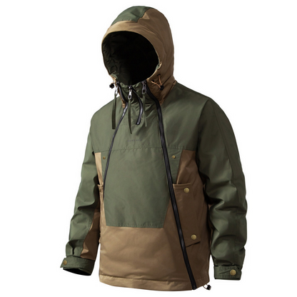 Men’s Waterproof Hooded Down Anorak Jacket – Windproof Hardshell Layer for Outdoor Winter Wear