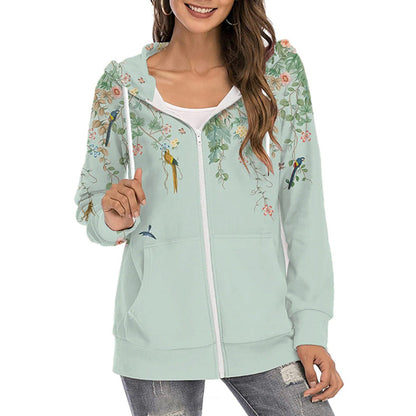 Women’s Butterfly Print Zip-Up Hoodie – Lightweight Casual Layer with Gradient Design