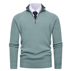 Men’s Half-Zip Jumper – Ribbed Texture with Contrast Stand Collar