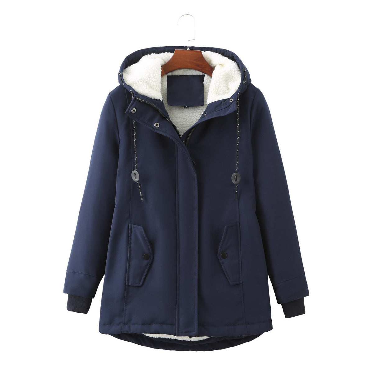 Women’s Sherpa-Lined Hooded Winter Parka – Adjustable Casual Outerwear for Everyday Cold-Weather Layering