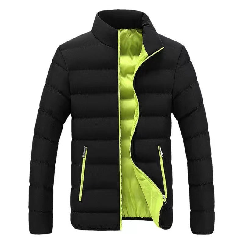 Men’s Puffer Jacket – Contrast Lining with High Stand Collar