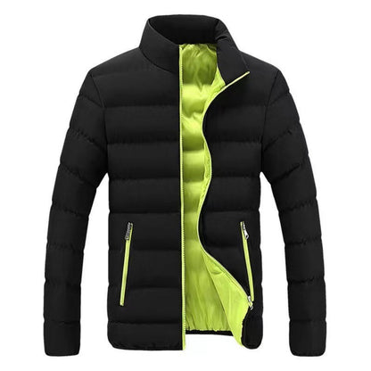 Men’s Puffer Jacket – Contrast Lining with High Stand Collar
