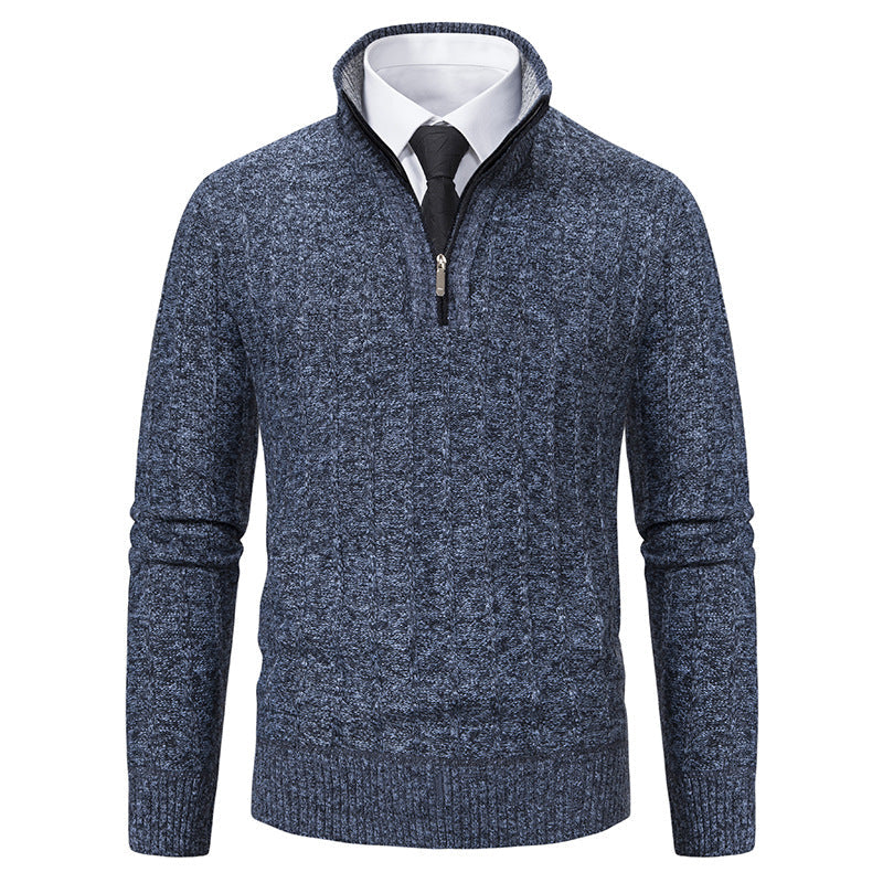 Men’s Half-Zip Jumper – Cable Texture with Stand Collar