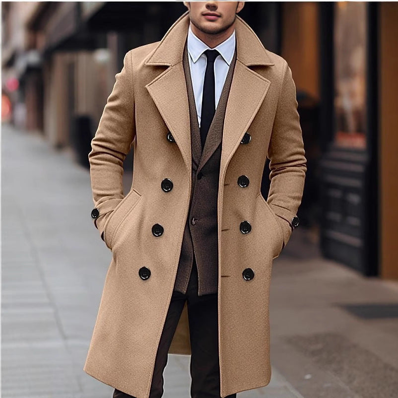 Men’s Tailored Overcoat – Double-Breasted with Wide Lapels