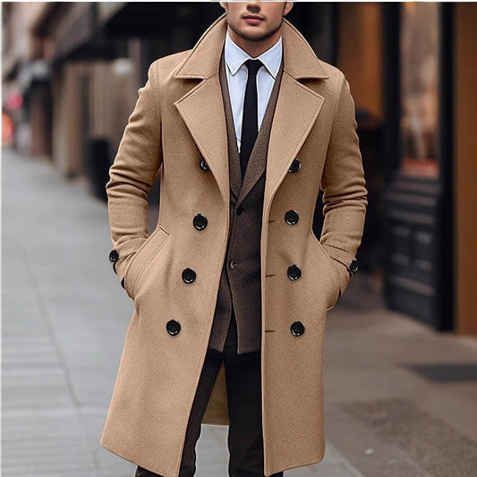 Men’s Tailored Overcoat – Double-Breasted with Wide Lapels
