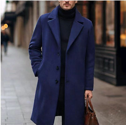 Men’s Overcoat – Notch Lapel with Straight Mid-Length Cut