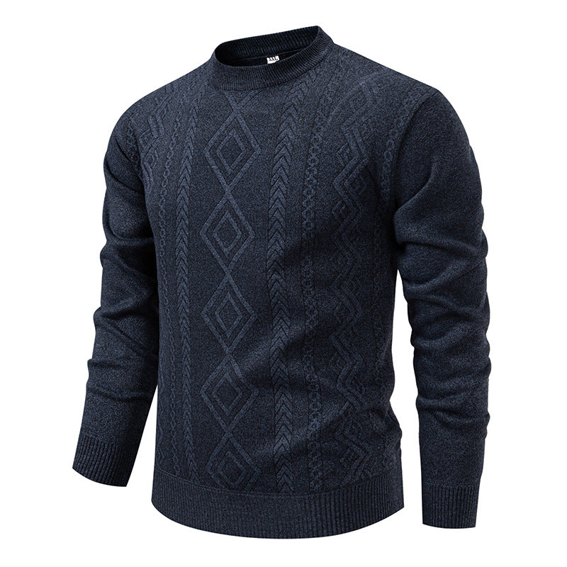 Men’s Fine-Knit Jumper – Diamond Argyle Pattern with Crew Neck