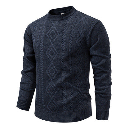 Men’s Fine-Knit Jumper – Diamond Argyle Pattern with Crew Neck