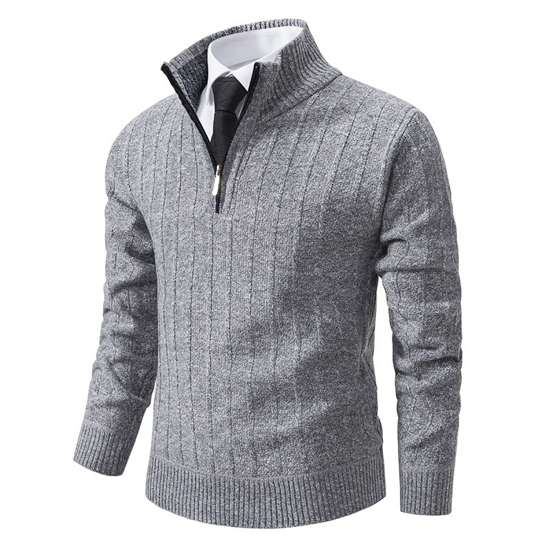 Men’s Half-Zip Jumper – Cable Texture with Stand Collar