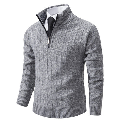 Men’s Half-Zip Jumper – Cable Texture with Stand Collar