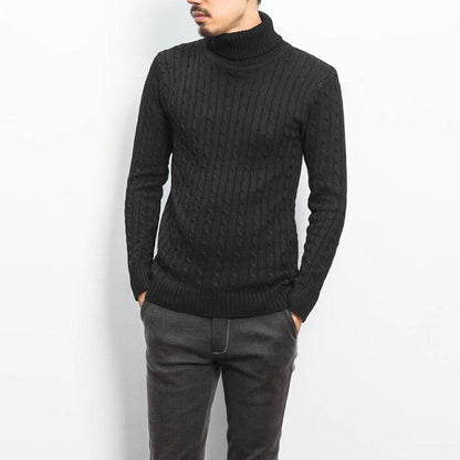 Men’s Roll-Neck Jumper – Cable Knit with Fold-Over Collar