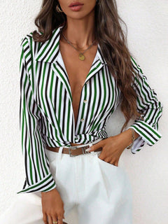 Women’s Printed Button-Up Shirt – Relaxed Long-Sleeve Style for Everyday Wear
