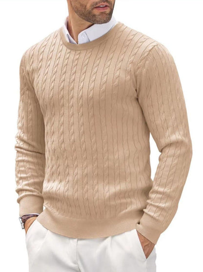 Men’s Cable-Knit Jumper – Crew Neck with Elasticated Cuffs
