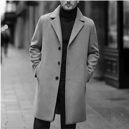 Men’s Overcoat – Notch Lapel with Straight Mid-Length Cut