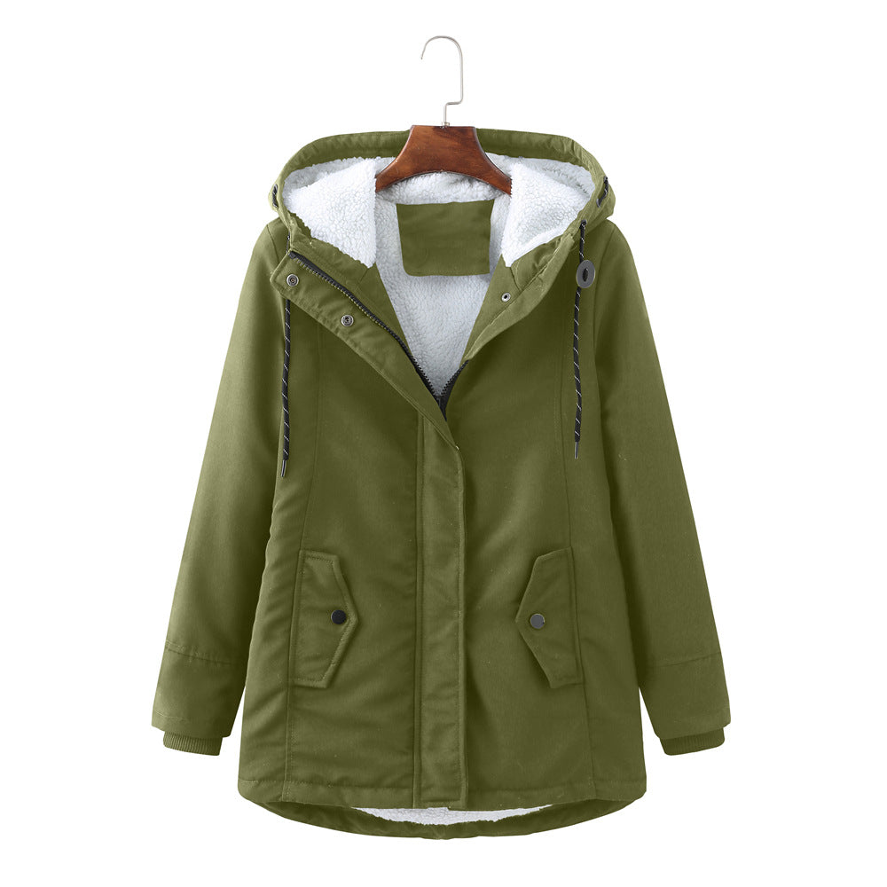 Women’s Sherpa-Lined Hooded Winter Parka – Adjustable Casual Outerwear for Everyday Cold-Weather Layering