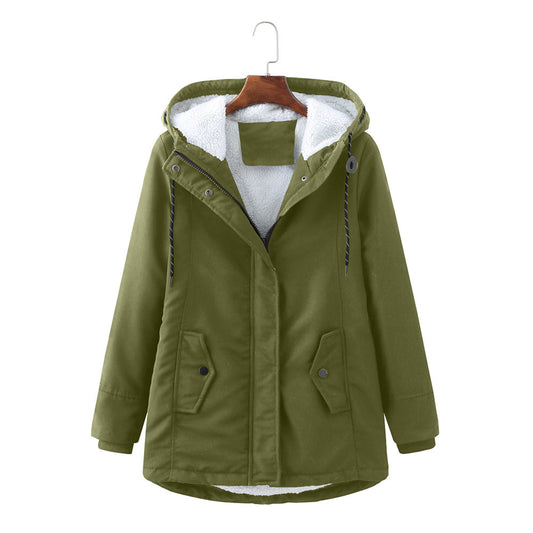 Women’s Sherpa-Lined Hooded Winter Parka – Adjustable Casual Outerwear for Everyday Cold-Weather Layering