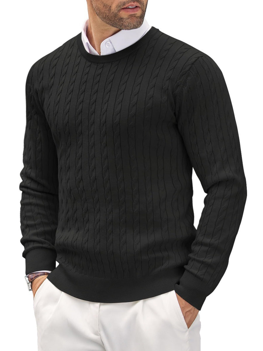 Men’s Cable-Knit Jumper – Crew Neck with Elasticated Cuffs