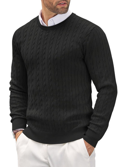 Men’s Cable-Knit Jumper – Crew Neck with Elasticated Cuffs