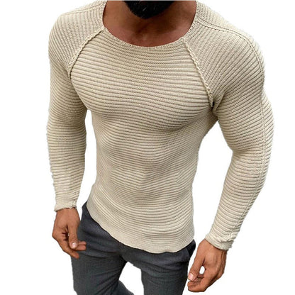 Men’s Knit Jumper – Raglan Sleeves with Ribbed Texture