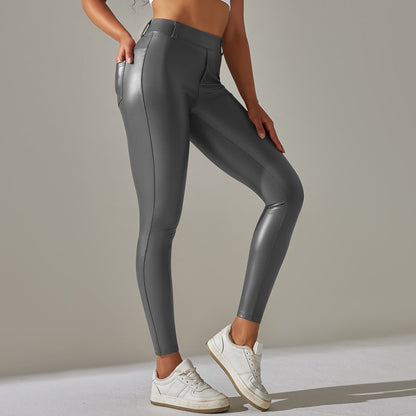 Women’s High-Waist Coated Skinny Trousers – Sleek Stretch Style for Casual and Evening Wear