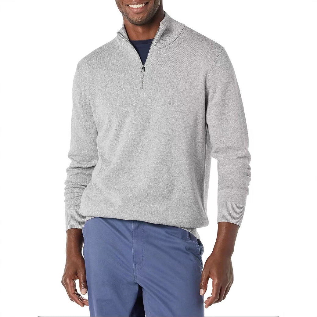 Men’s Half-Zip Jumper – Stand Collar with Ribbed Cuffs