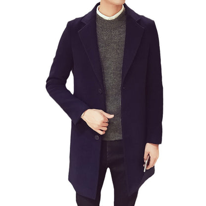 Men’s Single-Breasted Coat – Slim Silhouette with Concealed Button Placket