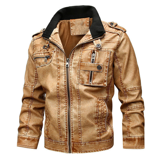Men’s Utility Leather Jacket – Multi-Pocket Casual Layer for Everyday Wear