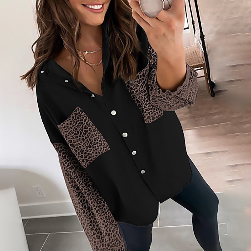 Women’s Relaxed Button-Up Shirt – Printed Long-Sleeve Style for Everyday Wear