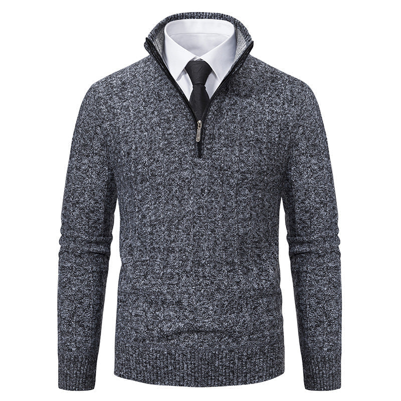 Men’s Half-Zip Jumper – Cable Texture with Stand Collar