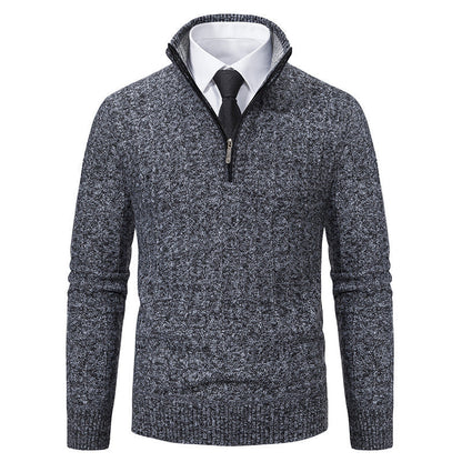 Men’s Half-Zip Jumper – Cable Texture with Stand Collar