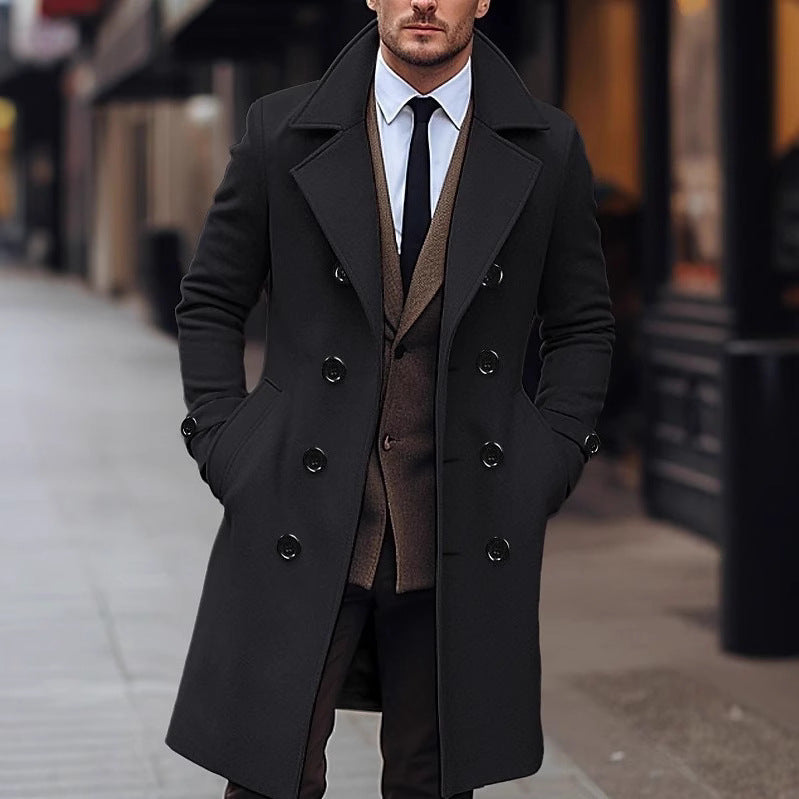 Men’s Tailored Overcoat – Double-Breasted with Wide Lapels