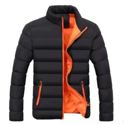 Men’s Puffer Jacket – Contrast Lining with High Stand Collar