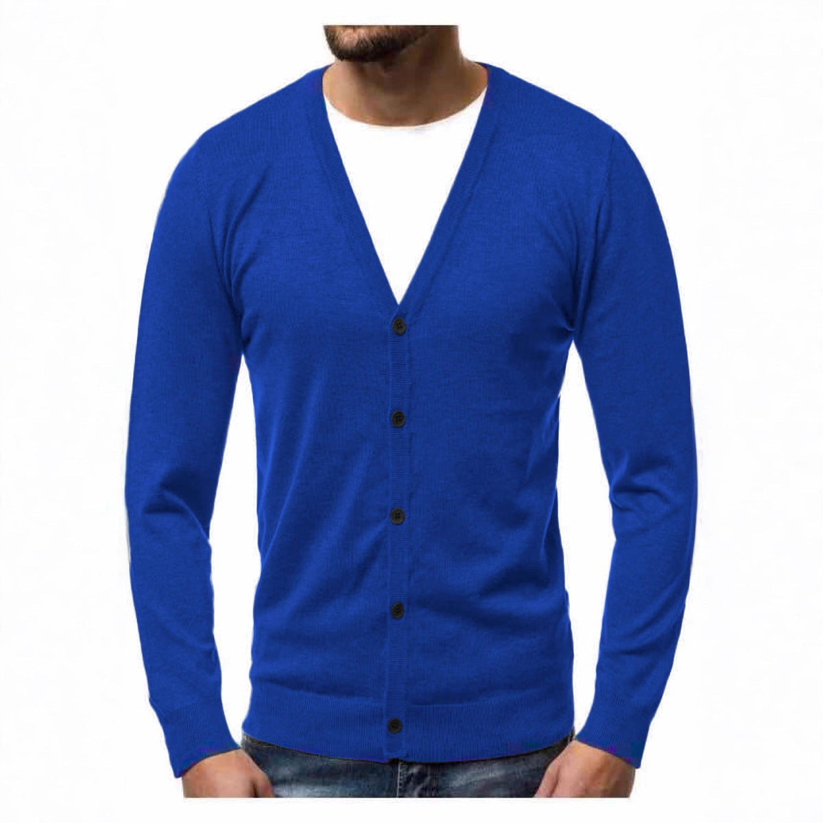 Men’s Cardigan – V-Neck with Full Button Placket