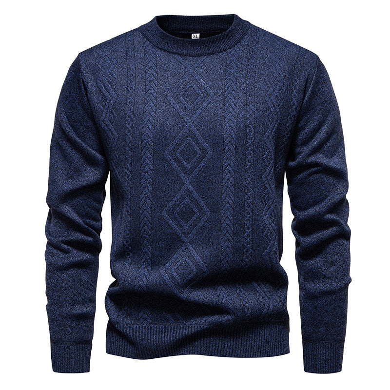 Men’s Fine-Knit Jumper – Diamond Argyle Pattern with Crew Neck