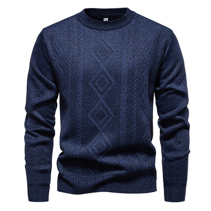 Men’s Fine-Knit Jumper – Diamond Argyle Pattern with Crew Neck