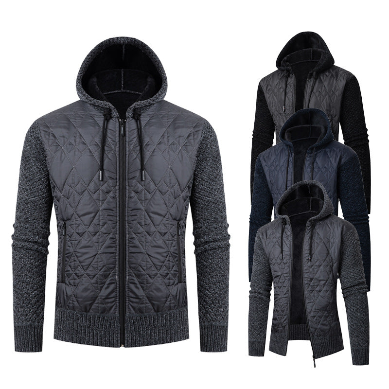 Men’s Hooded Hybrid Jacket – Padded Front with Knitted Sleeves