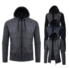 Men’s Hooded Hybrid Jacket – Padded Front with Knitted Sleeves