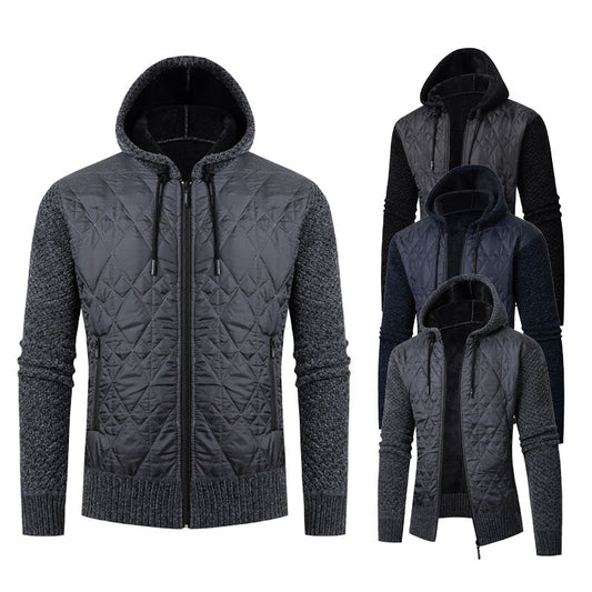 Men’s Hooded Hybrid Jacket – Padded Front with Knitted Sleeves